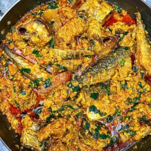 Mackerel fish and assorted meats Egusi soup