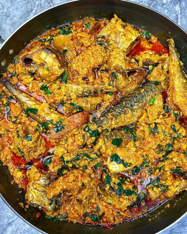 Mackerel fish and assorted meats Egusi soup