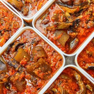 Eja kika and Ponmo sauce