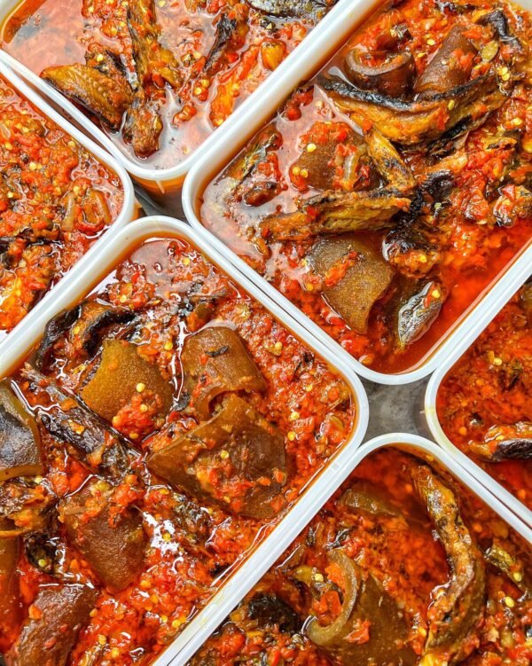 Eja kika and Ponmo sauce