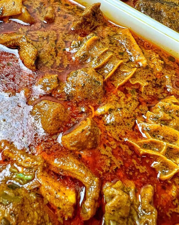 Banga soup (Ofe Akwu) with assorted meats