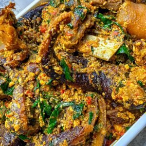 Egusi pro max (Goat meat, Stockfish, Ponmo and assorted meats)